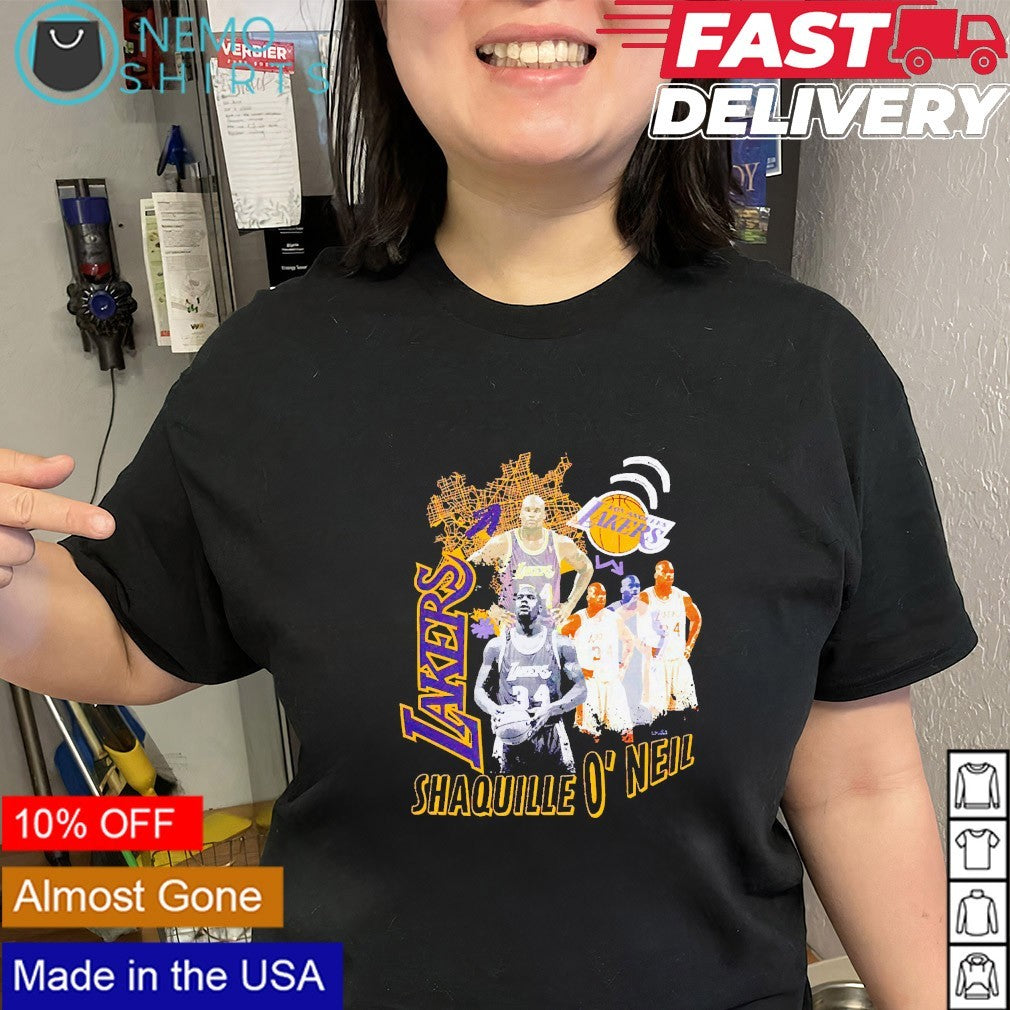 Shaquille O’Neal Los Angeles Lakers player collage graphic shirt