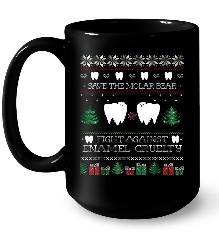 Save The Molar Bear Fight Against Enamel Cruelty Dental Christmas Sweater